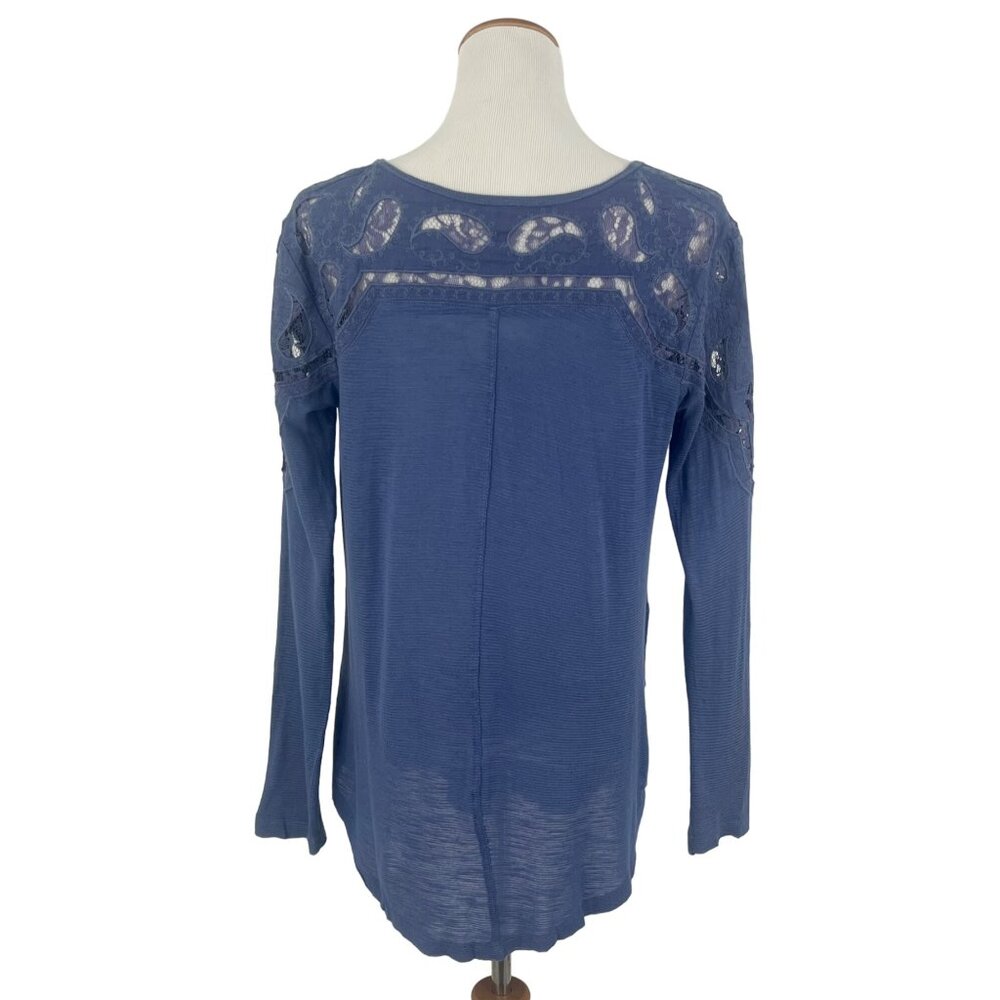 Free People Casual Boho Lace-Shoulder Lace Up Long Sleeve Top - Picture 5 of 11